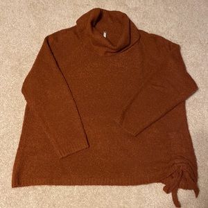 Leo & Nicole Stitch Fix Coffey Side Ruched Pullover Sweater in Burnt Orange